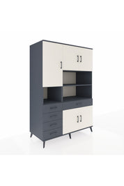 Kronos Dolap 9 Raflı 5 Çekmeceli 5 Kapaklı 132x59x195 Antrasit-Aytaşı/Antrasit