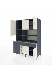 Kronos Dolap 9 Raflı 5 Çekmeceli 5 Kapaklı 132x59x195 Antrasit-Aytaşı/Antrasit