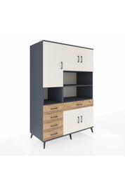 Kronos Dolap 9 Raflı 5 Çekmeceli 5 Kapaklı 132x59x195 Antrasit-Aytaşı/Çam