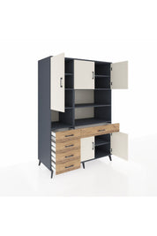 Kronos Dolap 9 Raflı 5 Çekmeceli 5 Kapaklı 132x59x195 Antrasit-Aytaşı/Çam