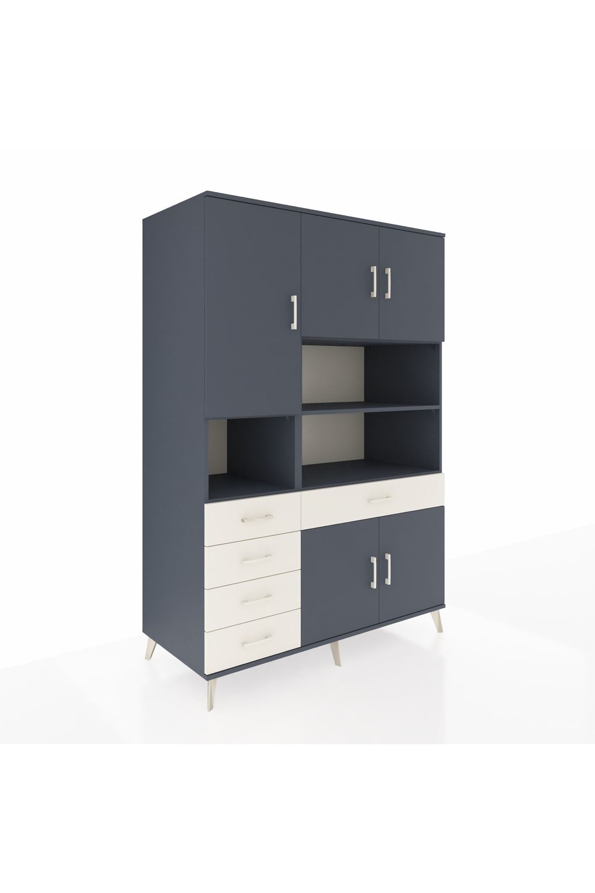 Kronos Dolap 9 Raflı 5 Çekmeceli 5 Kapaklı 132x59x195 Antrasit-Antrasit/Aytaşı