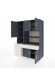 Kronos Dolap 9 Raflı 5 Çekmeceli 5 Kapaklı 132x59x195 Antrasit-Antrasit/Aytaşı