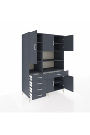 Kronos Dolap 9 Raflı 5 Çekmeceli 5 Kapaklı 132x59x195 Antrasit-Antrasit/Antrasit