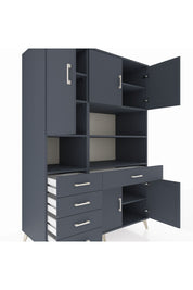 Kronos Dolap 9 Raflı 5 Çekmeceli 5 Kapaklı 132x59x195 Antrasit-Antrasit/Antrasit