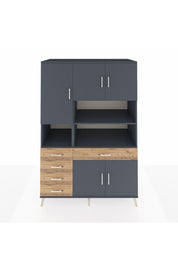 Kronos Dolap 9 Raflı 5 Çekmeceli 5 Kapaklı 132x59x195 Antrasit-Antrasit/Çam