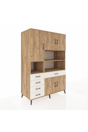 Kronos Dolap 9 Raflı 5 Çekmeceli 5 Kapaklı 132x59x195 Çam-Çam/Aytaşı