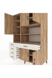 Kronos Dolap 9 Raflı 5 Çekmeceli 5 Kapaklı 132x59x195 Çam-Çam/Aytaşı