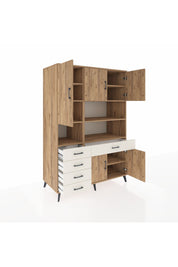 Kronos Dolap 9 Raflı 5 Çekmeceli 5 Kapaklı 132x59x195 Çam-Çam/Aytaşı