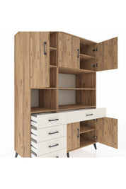 Kronos Dolap 9 Raflı 5 Çekmeceli 5 Kapaklı 132x59x195 Çam-Çam/Aytaşı