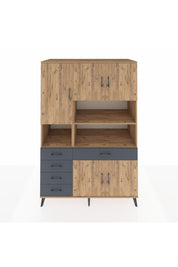 Kronos Dolap 9 Raflı 5 Çekmeceli 5 Kapaklı 132x59x195 Çam-Çam/Antrasit