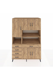 Kronos Dolap 9 Raflı 5 Çekmeceli 5 Kapaklı 132x59x195 Çam-Çam/Çam