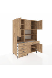 Kronos Dolap 9 Raflı 5 Çekmeceli 5 Kapaklı 132x59x195 Çam-Çam/Çam