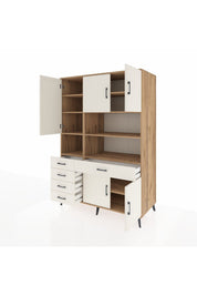 Kronos Dolap 9 Raflı 5 Çekmeceli 5 Kapaklı 132x59x195 Çam-Aytaşı/Aytaşı