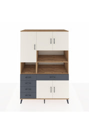 Kronos Dolap 9 Raflı 5 Çekmeceli 5 Kapaklı 132x59x195 Çam-Aytaşı/Antrasit