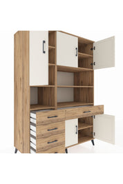 Kronos Dolap 9 Raflı 5 Çekmeceli 5 Kapaklı 132x59x195 Çam-Aytaşı/Çam