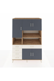 Kronos Dolap 9 Raflı 5 Çekmeceli 5 Kapaklı 132x59x195 Çam-Antrasit/Aytaşı