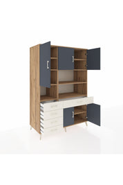 Kronos Dolap 9 Raflı 5 Çekmeceli 5 Kapaklı 132x59x195 Çam-Antrasit/Aytaşı