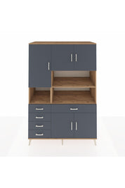 Kronos Dolap 9 Raflı 5 Çekmeceli 5 Kapaklı 132x59x195 Çam-Antrasit/Antrasit