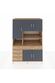 Kronos Dolap 9 Raflı 5 Çekmeceli 5 Kapaklı 132x59x195 Çam-Antrasit/Çam