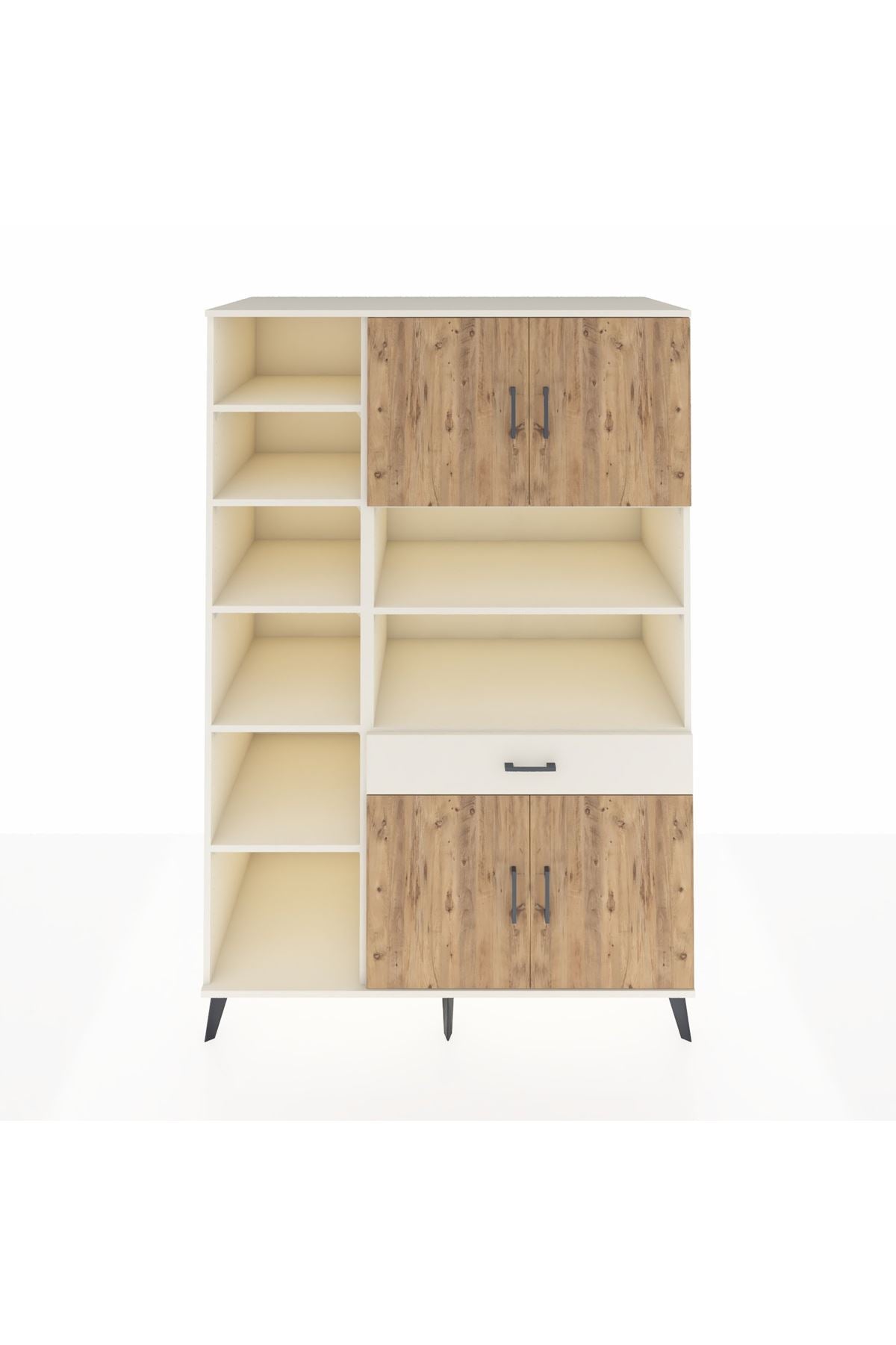 Kronos Dolap 10 Raflı Tek Çekmeceli 4 Kapaklı 132x59x195 Aytaşı-Çam/Aytaşı