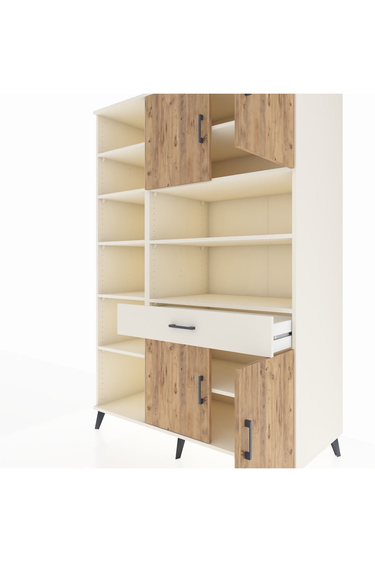 Kronos Dolap 10 Raflı Tek Çekmeceli 4 Kapaklı 132x59x195 Aytaşı-Çam/Aytaşı