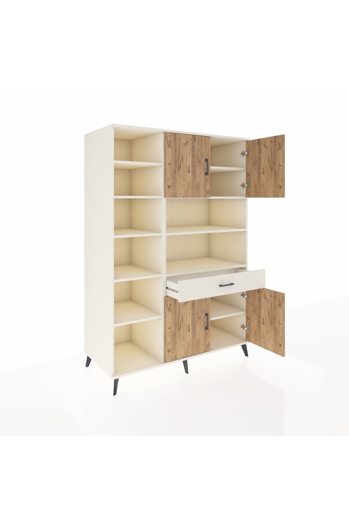 Kronos Dolap 10 Raflı Tek Çekmeceli 4 Kapaklı 132x59x195 Aytaşı-Çam/Aytaşı