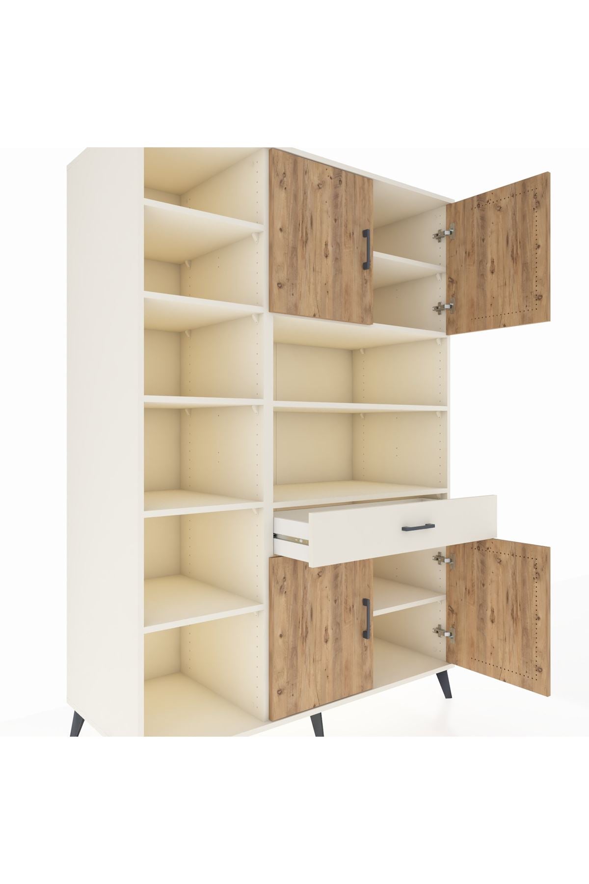 Kronos Dolap 10 Raflı Tek Çekmeceli 4 Kapaklı 132x59x195 Aytaşı-Çam/Aytaşı