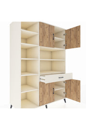 Kronos Dolap 10 Raflı Tek Çekmeceli 4 Kapaklı 132x59x195 Aytaşı-Çam/Aytaşı