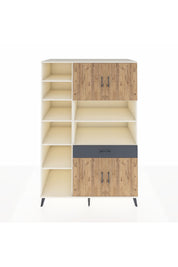 Kronos Dolap 10 Raflı Tek Çekmeceli 4 Kapaklı 132x59x195 Aytaşı-Çam/Antrasit