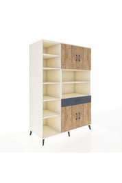 Kronos Dolap 10 Raflı Tek Çekmeceli 4 Kapaklı 132x59x195 Aytaşı-Çam/Antrasit