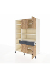 Kronos Dolap 10 Raflı Tek Çekmeceli 4 Kapaklı 132x59x195 Aytaşı-Çam/Antrasit