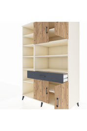 Kronos Dolap 10 Raflı Tek Çekmeceli 4 Kapaklı 132x59x195 Aytaşı-Çam/Antrasit