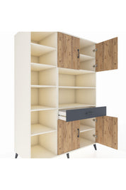 Kronos Dolap 10 Raflı Tek Çekmeceli 4 Kapaklı 132x59x195 Aytaşı-Çam/Antrasit