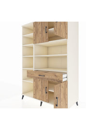 Kronos Dolap 10 Raflı Tek Çekmeceli 4 Kapaklı 132x59x195 Aytaşı-Çam/Çam