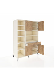 Kronos Dolap 10 Raflı Tek Çekmeceli 4 Kapaklı 132x59x195 Aytaşı-Çam/Çam