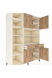 Kronos Dolap 10 Raflı Tek Çekmeceli 4 Kapaklı 132x59x195 Aytaşı-Çam/Çam