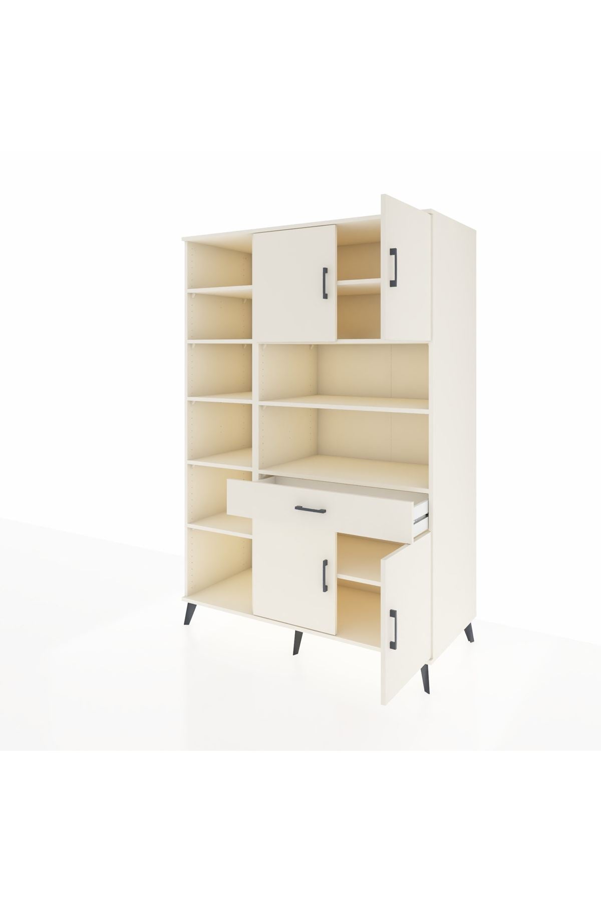 Kronos Dolap 10 Raflı Tek Çekmeceli 4 Kapaklı 132x59x195 Aytaşı-Aytaşı/Aytaşı