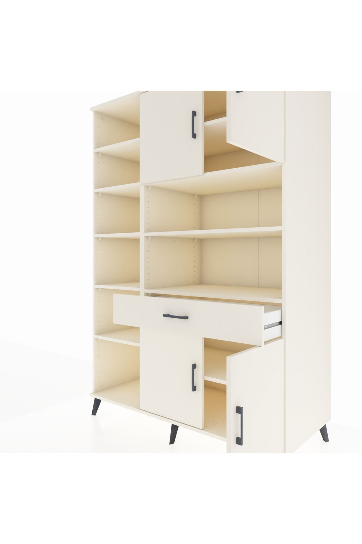 Kronos Dolap 10 Raflı Tek Çekmeceli 4 Kapaklı 132x59x195 Aytaşı-Aytaşı/Aytaşı