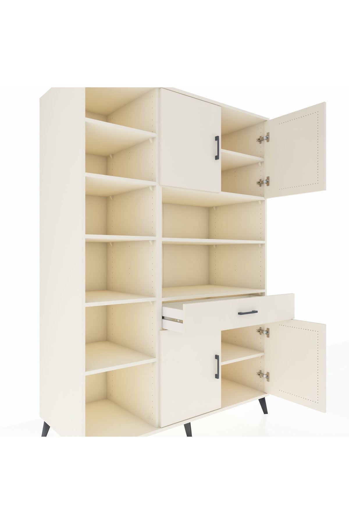 Kronos Dolap 10 Raflı Tek Çekmeceli 4 Kapaklı 132x59x195 Aytaşı-Aytaşı/Aytaşı