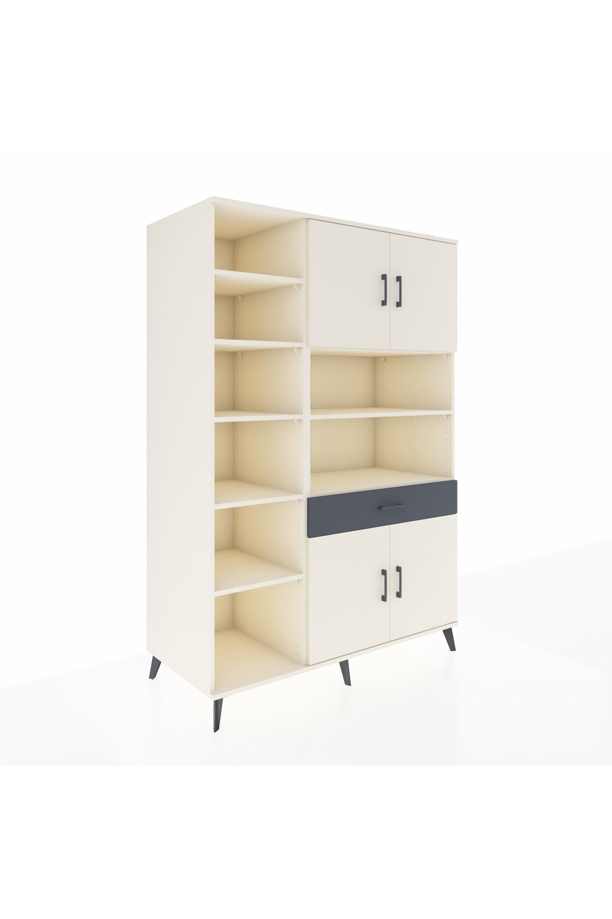 Kronos Dolap 10 Raflı Tek Çekmeceli 4 Kapaklı 132x59x195 Aytaşı-Aytaşı/Antrasit