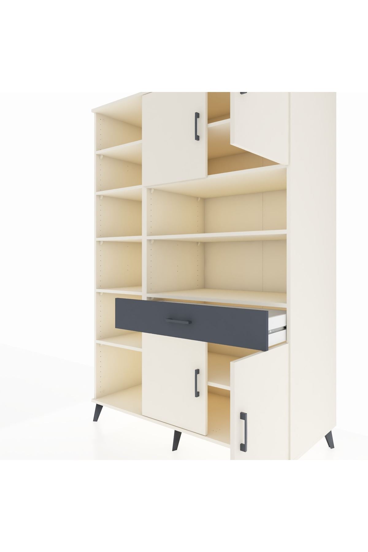 Kronos Dolap 10 Raflı Tek Çekmeceli 4 Kapaklı 132x59x195 Aytaşı-Aytaşı/Antrasit