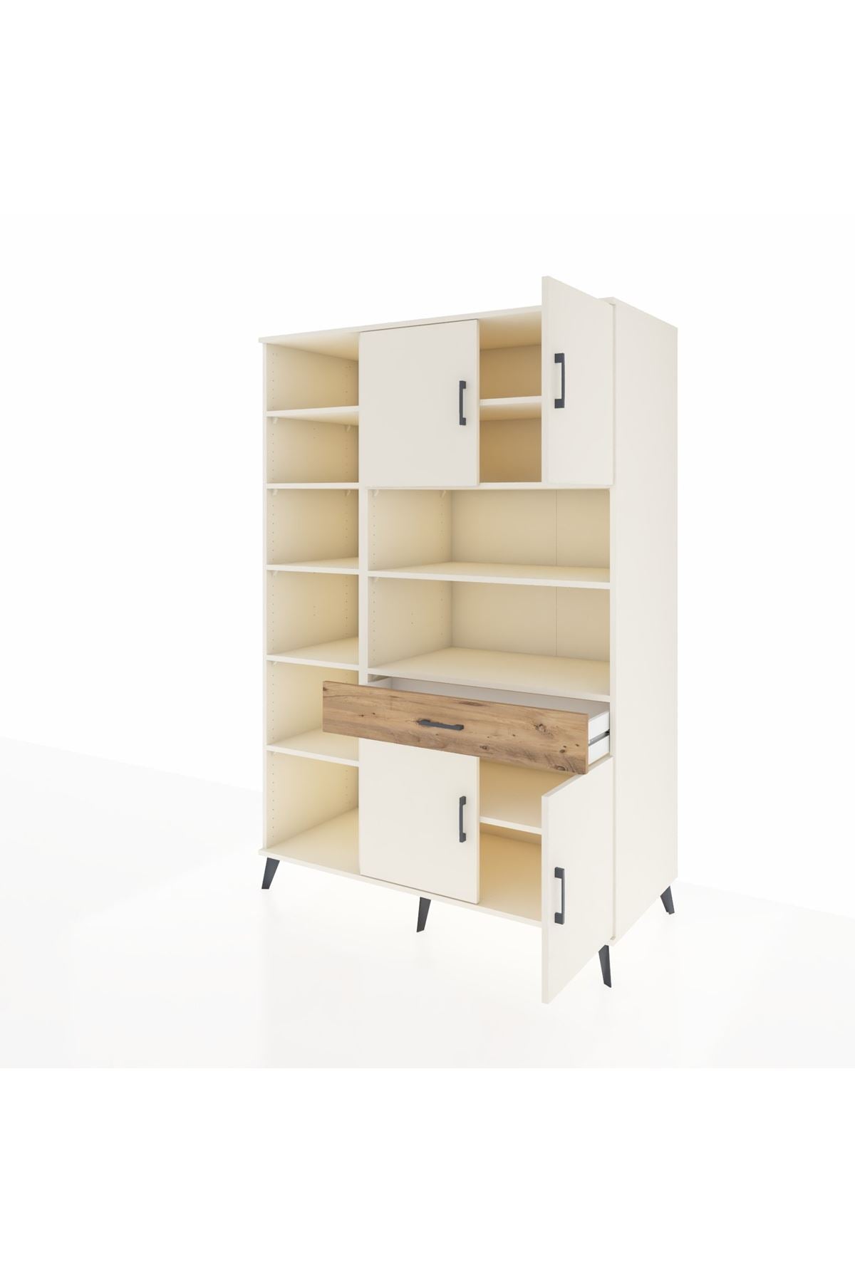 Kronos Dolap 10 Raflı Tek Çekmeceli 4 Kapaklı 132x59x195 Aytaşı-Aytaşı/Çam