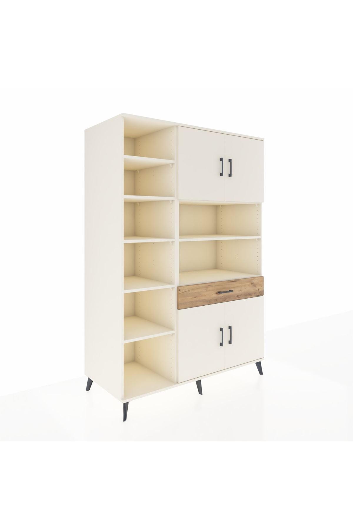 Kronos Dolap 10 Raflı Tek Çekmeceli 4 Kapaklı 132x59x195 Aytaşı-Aytaşı/Çam