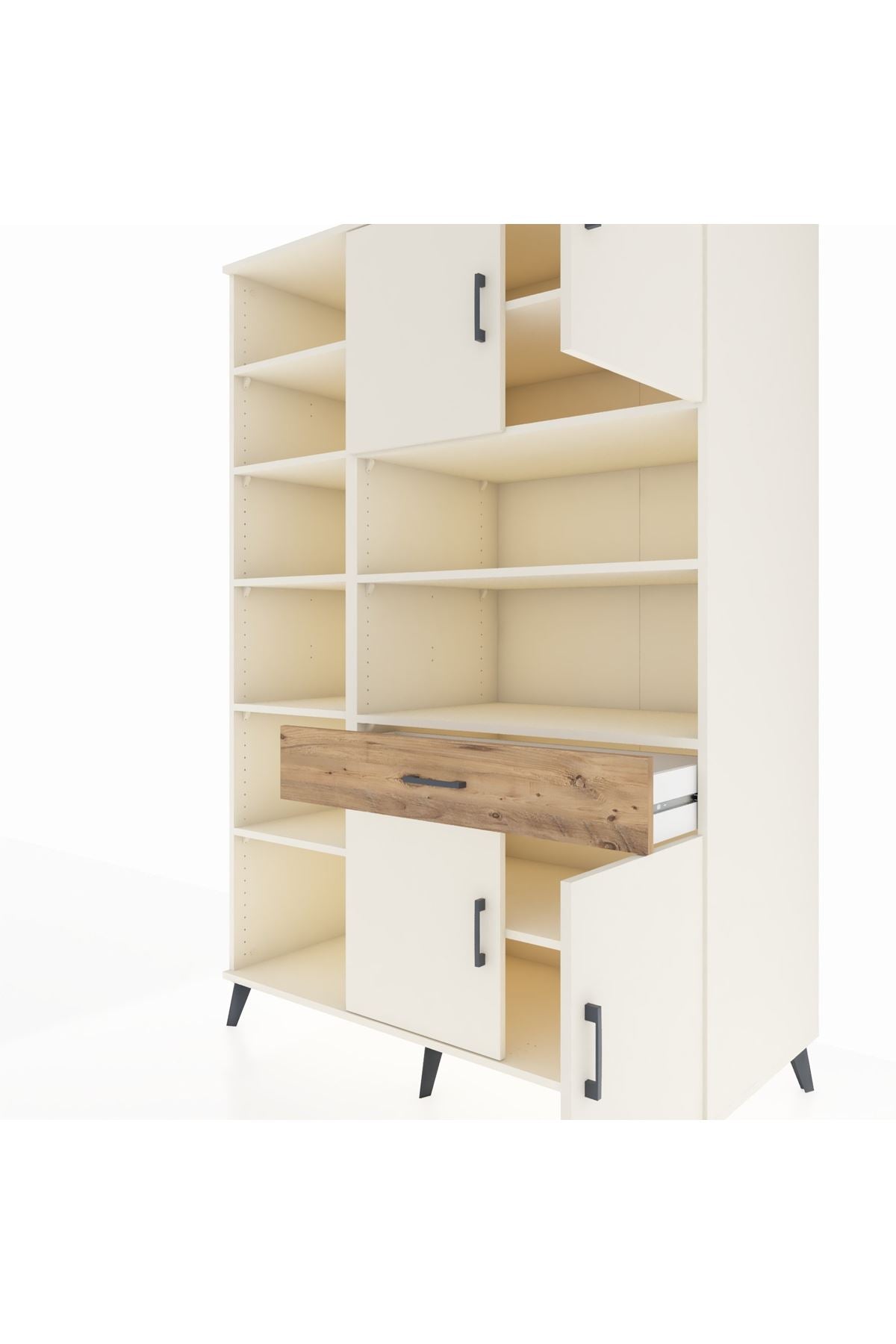 Kronos Dolap 10 Raflı Tek Çekmeceli 4 Kapaklı 132x59x195 Aytaşı-Aytaşı/Çam