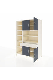 Kronos Dolap 10 Raflı Tek Çekmeceli 4 Kapaklı 132x59x195 Aytaşı-Antrasit/Aytaşı