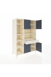 Kronos Dolap 10 Raflı Tek Çekmeceli 4 Kapaklı 132x59x195 Aytaşı-Antrasit/Aytaşı