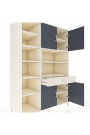 Kronos Dolap 10 Raflı Tek Çekmeceli 4 Kapaklı 132x59x195 Aytaşı-Antrasit/Aytaşı