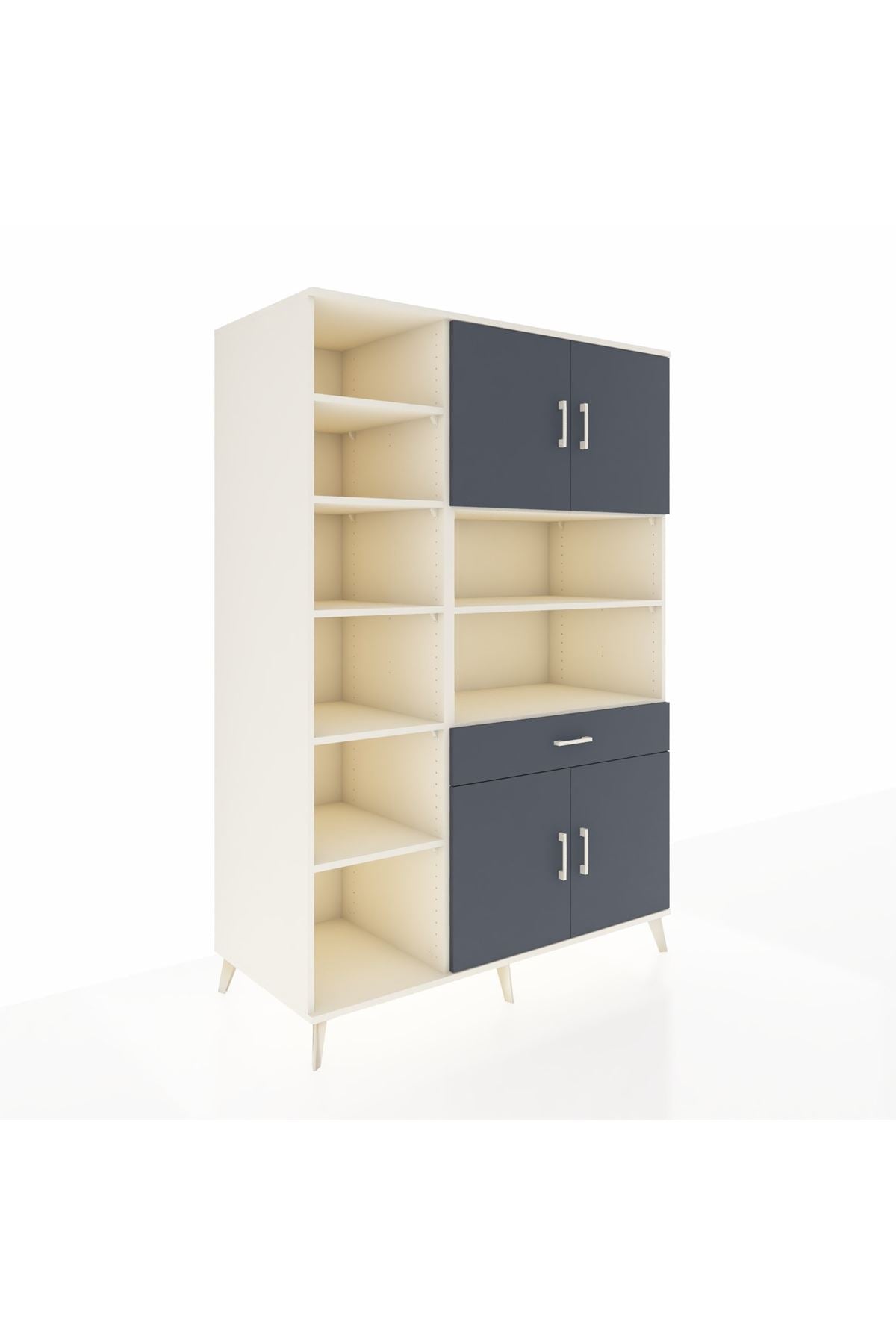 Kronos Dolap 10 Raflı Tek Çekmeceli 4 Kapaklı 132x59x195 Aytaşı-Antrasit/Antrasit