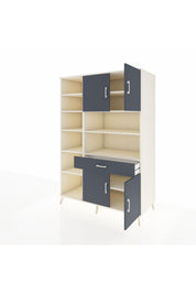 Kronos Dolap 10 Raflı Tek Çekmeceli 4 Kapaklı 132x59x195 Aytaşı-Antrasit/Antrasit