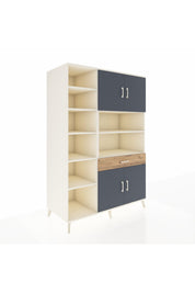 Kronos Dolap 10 Raflı Tek Çekmeceli 4 Kapaklı 132x59x195 Aytaşı-Antrasit/Çam